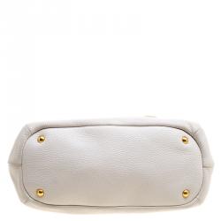 Pre Owned Prada Off White Leather Vitello Daino Sacca 2 Manici Top Handle Shoulder Bag