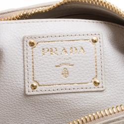 Pre Owned Prada Off White Leather Vitello Daino Sacca 2 Manici Top Handle Shoulder Bag