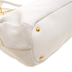 Pre Owned Prada Off White Leather Vitello Daino Sacca 2 Manici Top Handle Shoulder Bag