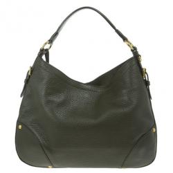 Prada Dark Green Vitello Daino Snap Hobo