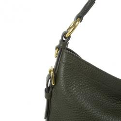 Prada Dark Green Vitello Daino Snap Hobo