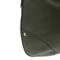 Prada Dark Green Vitello Daino Snap Hobo