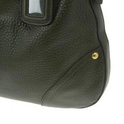 Prada Dark Green Vitello Daino Snap Hobo