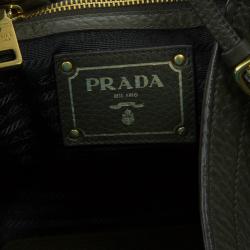 Prada Dark Green Vitello Daino Snap Hobo