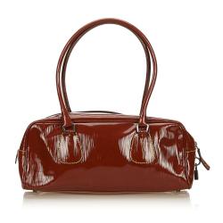 Pre Owned Prada Brown Patent Leather Shoulder Bag
