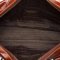 Pre Owned Prada Brown Patent Leather Shoulder Bag