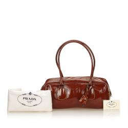 Pre Owned Prada Brown Patent Leather Shoulder Bag