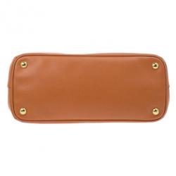Pre Owned Prada Orange Saffiano Lux Small Double Zip Tote