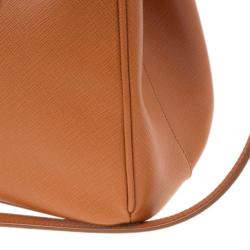 Pre Owned Prada Orange Saffiano Lux Small Double Zip Tote