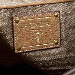 Pre Owned Prada Brown Vitello Daino Leather Shopper Tote