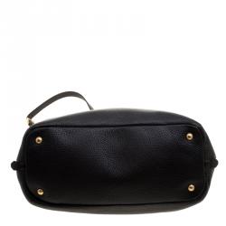 Pre Owned Prada Black Leather Vitello Diano Leather Side Zip Tote