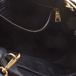 Pre Owned Prada Black Leather Vitello Diano Leather Side Zip Tote
