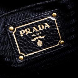 Pre Owned Prada Black Leather Vitello Diano Leather Side Zip Tote
