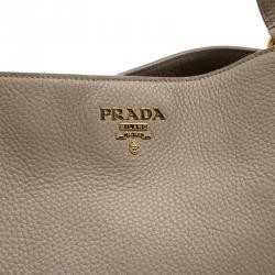 Pre Owned Prada Beige Vitello Daino Leather Shopper Tote
