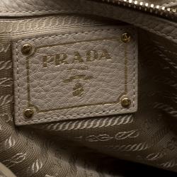 Pre Owned Prada Beige Vitello Daino Leather Shopper Tote