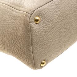 Pre Owned Prada Beige Vitello Daino Leather Shopper Tote