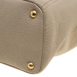 Pre Owned Prada Beige Vitello Daino Leather Shopper Tote