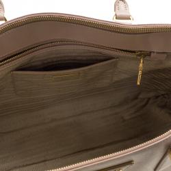 Pre Owned Prada Beige Saffiano Lux Leather Executive Double Zip Tote