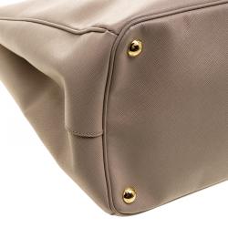 Pre Owned Prada Beige Saffiano Lux Leather Executive Double Zip Tote