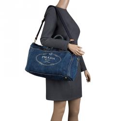 Pre Owned Prada Blue Denim Logo Tote 