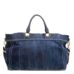 Pre Owned Prada Blue Denim Logo Tote 
