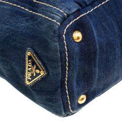 Pre Owned Prada Blue Denim Logo Tote 