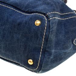 Pre Owned Prada Blue Denim Logo Tote 