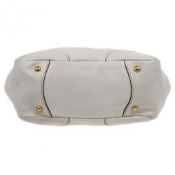 مملوكة مسبقًا Prada White Patent Leather Deerskin Chain Tote