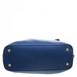 Pre Owned Prada Cobalt Blue Vitello Daino Leather Side Zip Tote