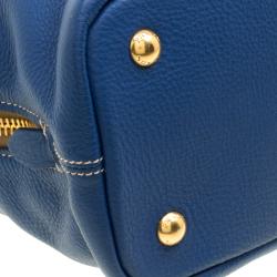 Pre Owned Prada Cobalt Blue Vitello Daino Leather Side Zip Tote