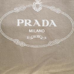 Pre Owned Prada Beige Denim Logo Tote 