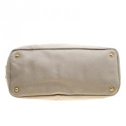 Pre Owned Prada Beige Denim Logo Tote 