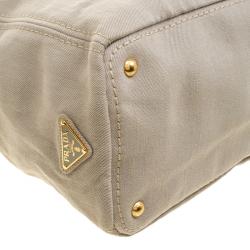 Pre Owned Prada Beige Denim Logo Tote 