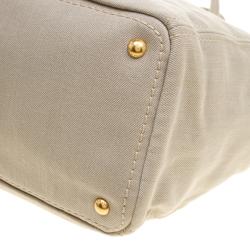 Pre Owned Prada Beige Denim Logo Tote 