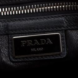 Pre Owned Prada Black Vitello City Leather Zip Clutch