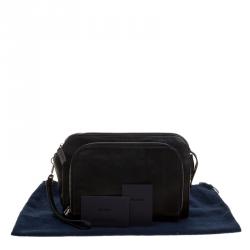 Pre Owned Prada Black Vitello City Leather Zip Clutch