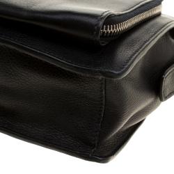 Pre Owned Prada Black Vitello City Leather Zip Clutch