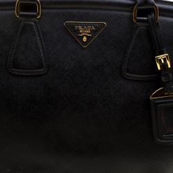Pre Owned Prada Black Saffiano Lux Leather Parabole Tote