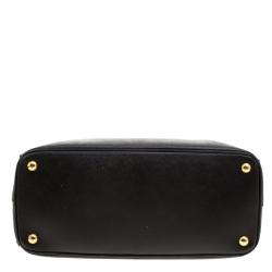 Pre Owned Prada Black Saffiano Lux Leather Parabole Tote