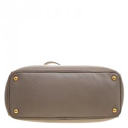 Pre Owned Prada Grey Vitello Daino Leather Shopper Tote