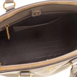 Pre Owned Prada Grey Vitello Daino Leather Shopper Tote