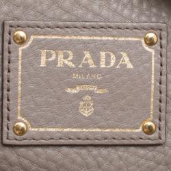 Pre Owned Prada Grey Vitello Daino Leather Shopper Tote
