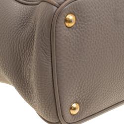 Pre Owned Prada Grey Vitello Daino Leather Shopper Tote