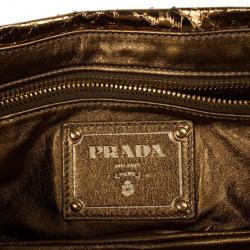 Pre Owned Prada Bronze Snakeskin Jeweled Clutch