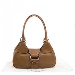 Pre Owned Prada Brown Leather Shoulder Bag