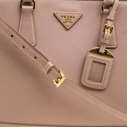 Pre Owned Prada Beige Saffiano Lux Leather Open Promenade Satchel