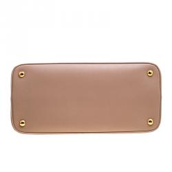 Pre Owned Prada Beige Saffiano Lux Leather Open Promenade Satchel