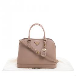 Pre Owned Prada Beige Saffiano Lux Leather Open Promenade Satchel