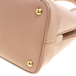 Pre Owned Prada Beige Saffiano Lux Leather Open Promenade Satchel