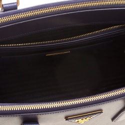 Pre Owned Prada Purple Saffiano Lux Leather Large Double Zip Tote